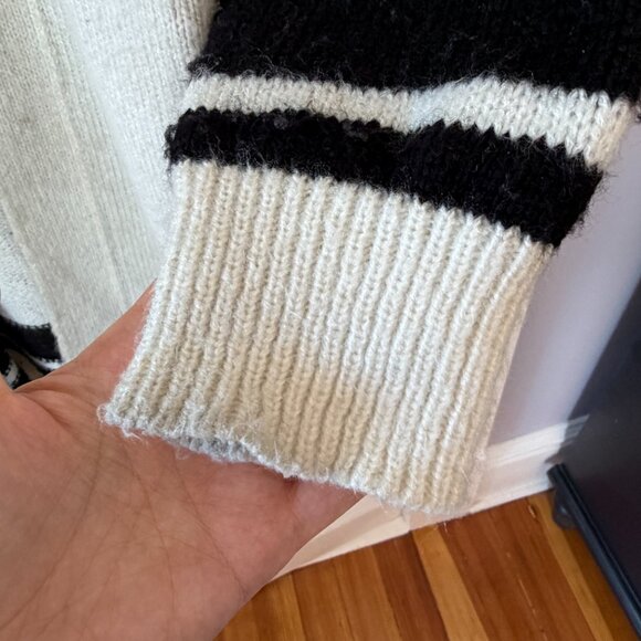 By Anthropologie open cardigan medium long oversized cream western black fringe - Picture 9 of 14